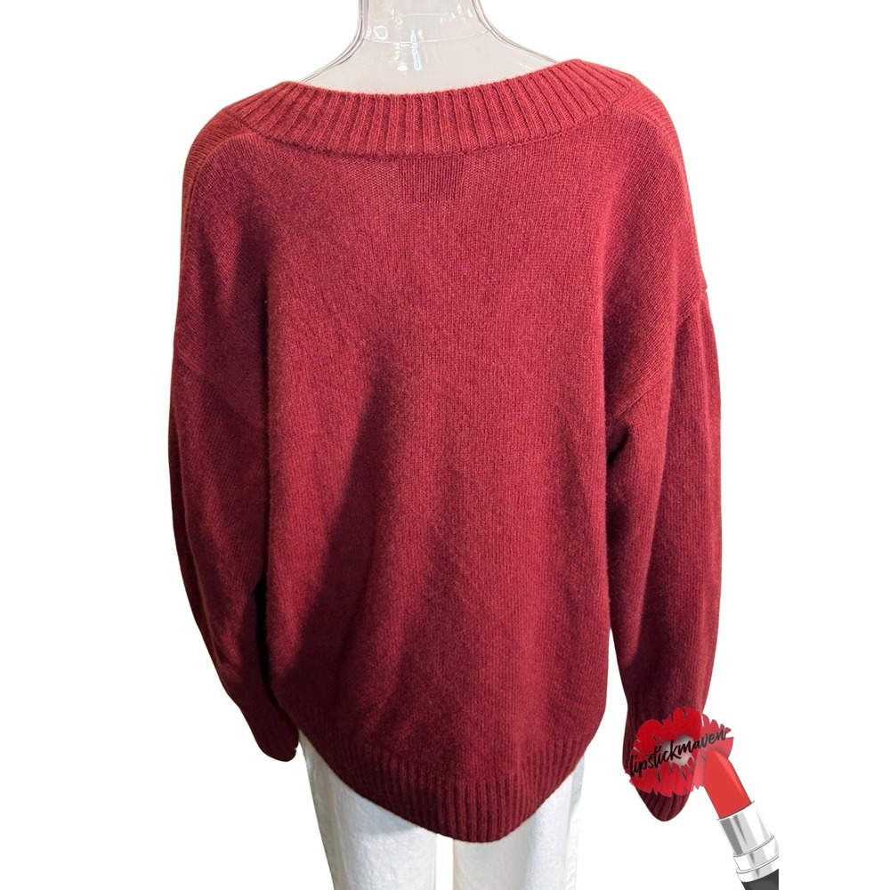 Reformation Jadey Sweater Womens Large Chianti Red Cashmere Oversized Vneck - Picture 3 of 12